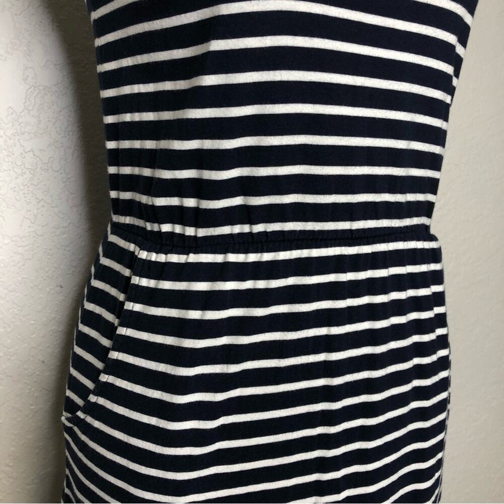 Boden navy blue white striped cap sleeve knit dress size 2R - Picture 3 of 16